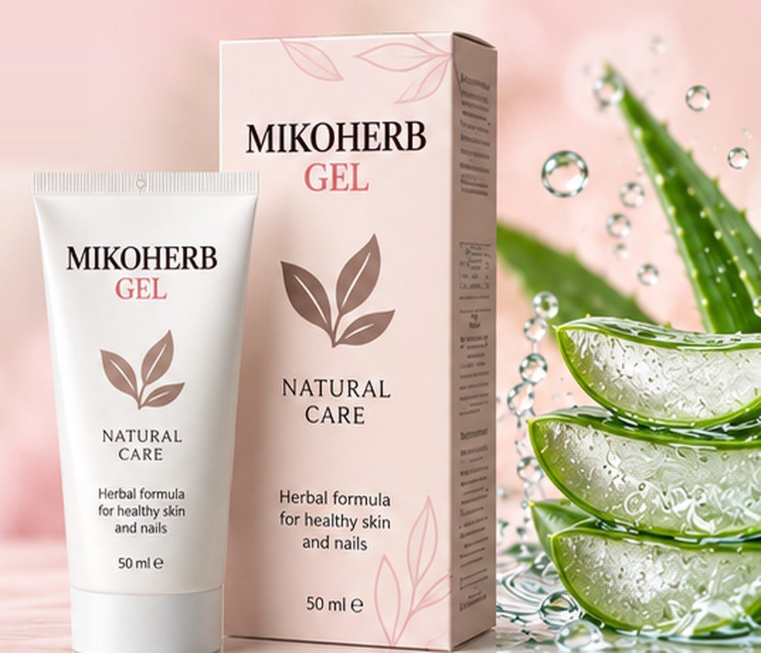MIKOHERB GEL product in a calm botanical-inspired setting